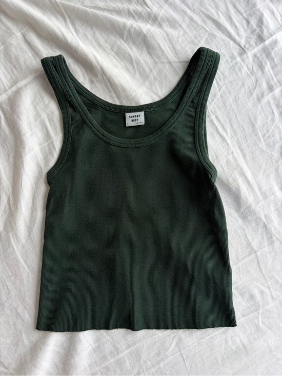 Sunday Best Tops - Aritzia Sunday Best cropped ribbed tank (green)